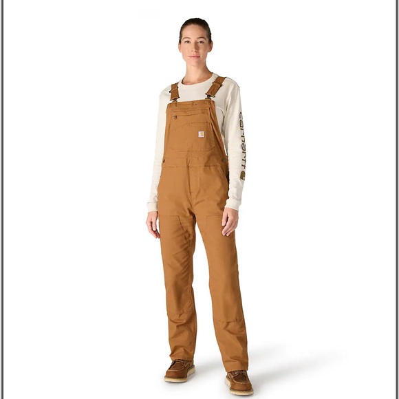 Carhartt Pants - Carhartt Ashland Loose Fit Canvas Bib Overalls Brown size Small
